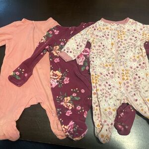 Wonder Nation and Gerber Kids One Pieces trio - Pink, Purple, White Floral
